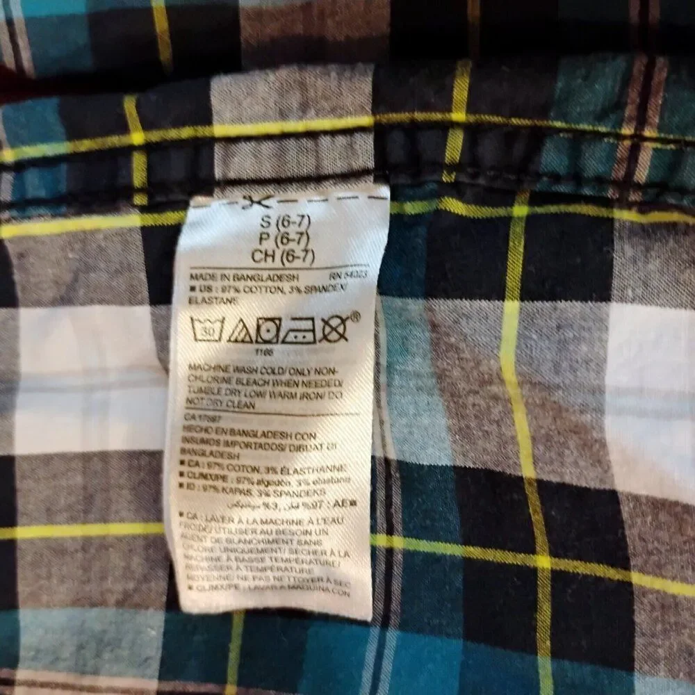 Old Navy Blue Gray Plaid Long Sleeve Button Down Shirt Size S